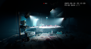 Official It Reaches Steam gameplay image showing first-person bodycam horror exploration